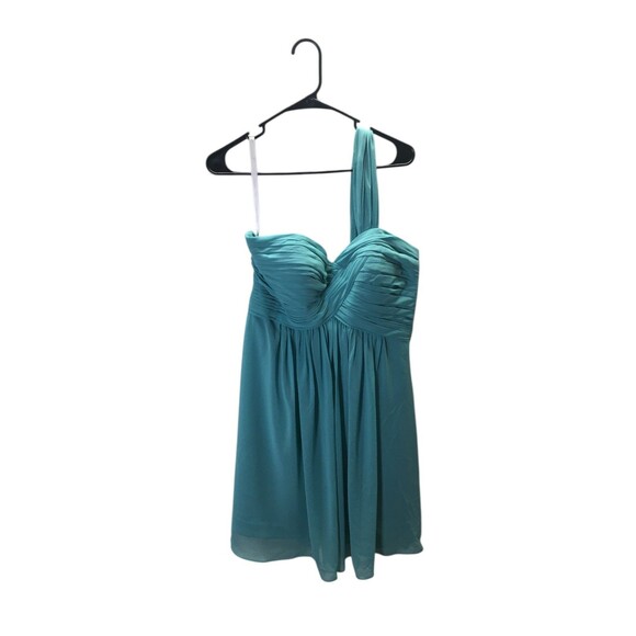 Bill Levkoff Mini Dress Women's Size 12 Glacier Blue One Shoulder - Picture 1 of 5